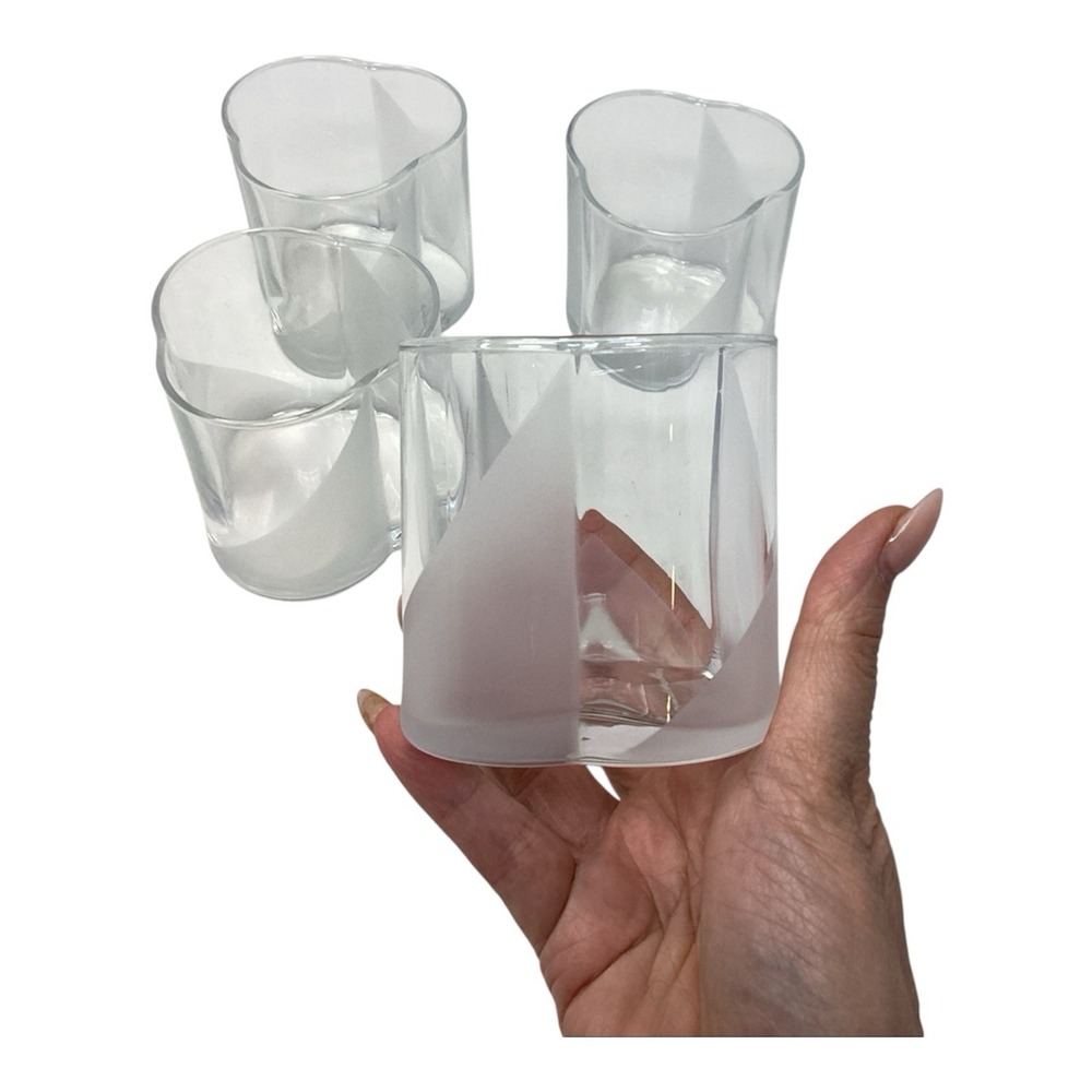 Carlo Moretti MCM Rounded Triangular Rocks Glasses Frosted Set Of (4) - Picture 2 of 8